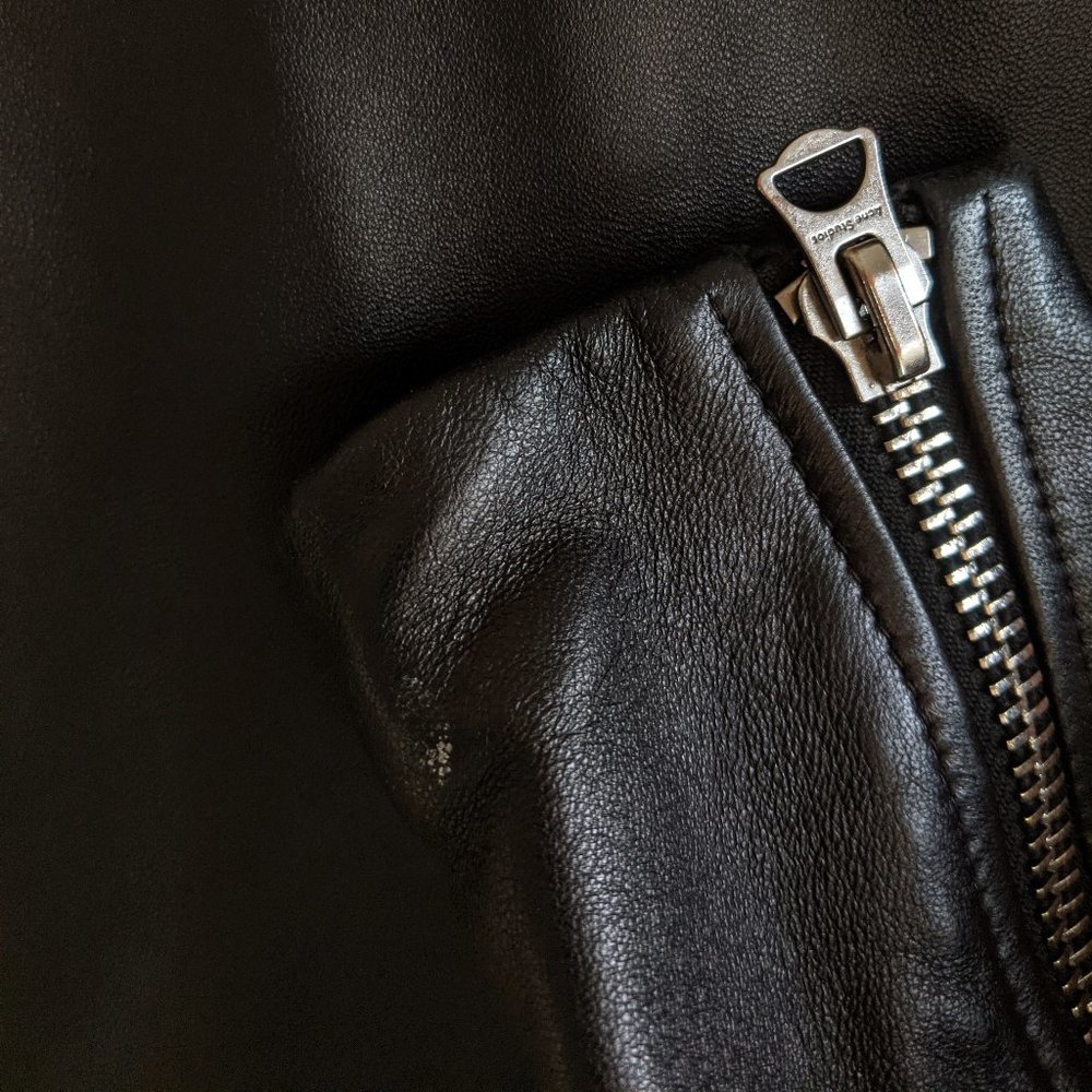 Acne Mock Black Leather Biker Jacket - Picture 7 of 8